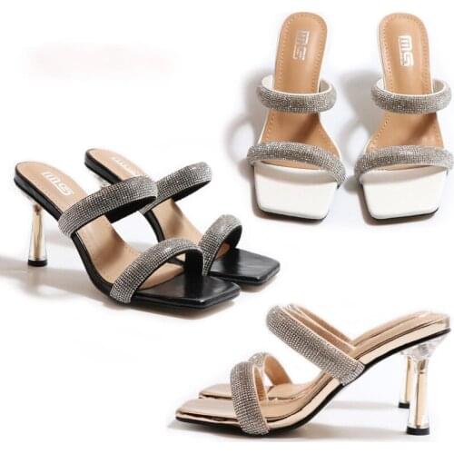 Brand Diamond Women High Heels Large Thin Heel Women Sandals Wedding Party Women Dress Shoes Zapatillas Mujer Pump Women Slipper