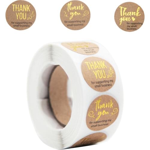 1Inch Brown Kraft Sticker Gold Foil Thank You Stickers Three Styles For Wedding DecorationParty Gift Tags Labels Decoration Etc