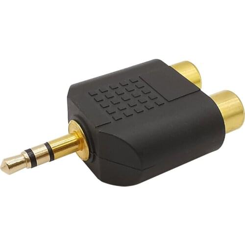 1Pcs Gold Plated Stereo 3.5mm Male Plug to 2x RCA Female Jack Adapter Splitter Audio Cable Connector
