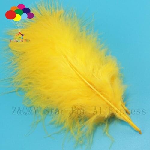 10-15CM (4-6 inches) natural100PCS turkey hair dyed golden yellow full cashmere craft decoration DIY jewelry show costumefeather