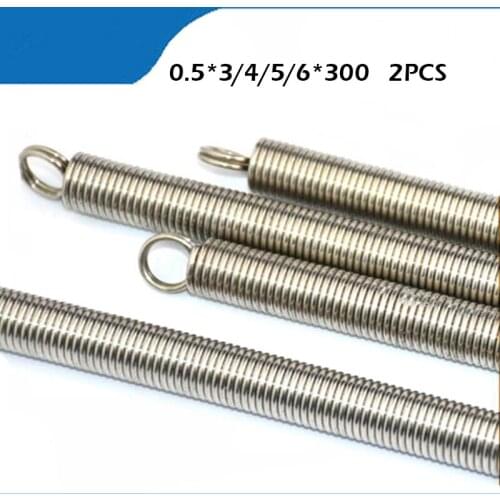 2pcs High quality metal long extension springs, 0.5mm wire diameter x (3-6)mm out diameter x 300mm length