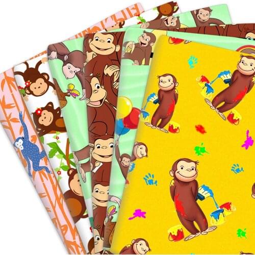 50*145cm Cartoon Monkey Polyester Or 100% Cotton Fabric for Tissue Sewing Quilting Fabrics Needlework Material DIY Handmade