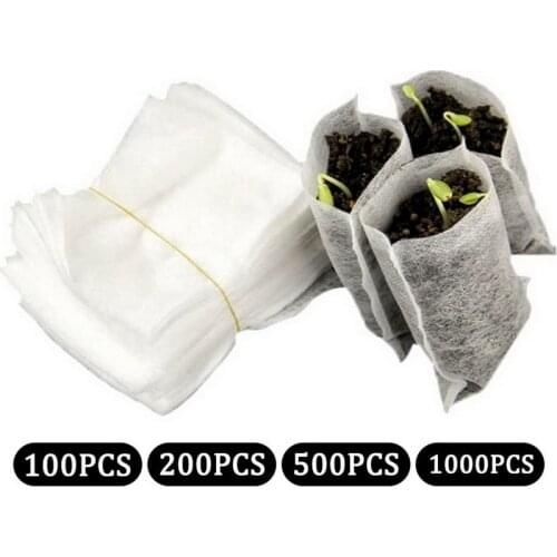 80*100mm 100pcs Biodegradable Non-woven Nursery Bags Plant Grow Bags Fabric Seedling Pots Eco-Friendly Aeration Planting Bags