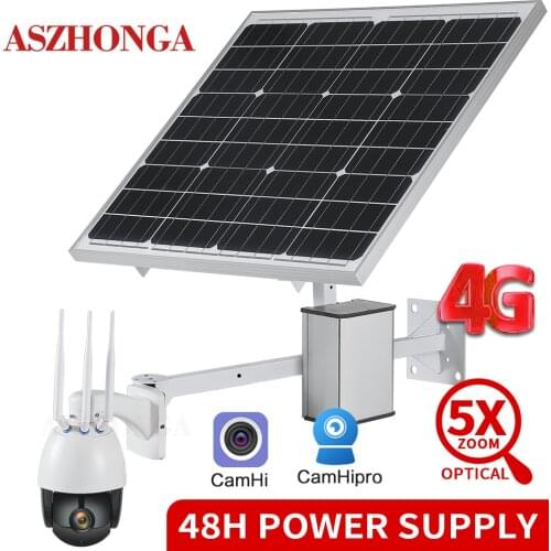 4G 3G SIM Wireless 1080P HD WiFi PTZ Solar IP Camera P2P Outdoor Camera CCTV Security Camera 60W Solar Power Panel 32GB TF Card