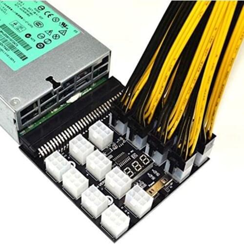 K92C 1600W Server Power Supply Unit to GPU Breakout Board Adapter 12v 17/12 Port Power Display PCIe (6+2Pin) Cables
