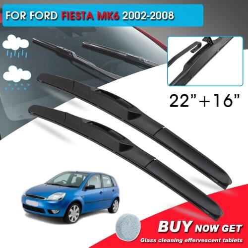 BROSHOO Car Front Window Windshield Wipers Blade For Ford FIESTA MK6 22"+16" LHD&RHD Car Model Year 2002-2008 Auto Accessories