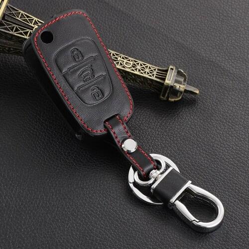 Genuine Leather Car Flip Key Cover Case For Hyundai i30 Verna Veloster for KIA K2 K5 Picanto Rio Sportage Ceed