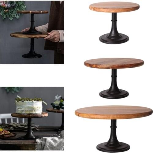 Wood Cake Stand Pedestal Dessert Round Holder Wedding Party Birthday Small Cupcake Tall Table Bases Plates Display