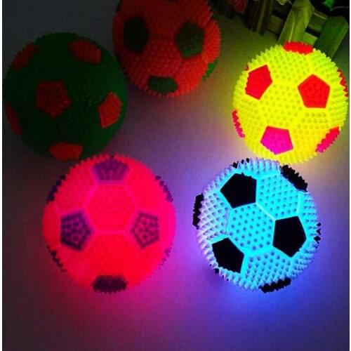 Kids LED Light Bouncy Ball Flashing Soccer Glowing Football Squeaky Sound Toy