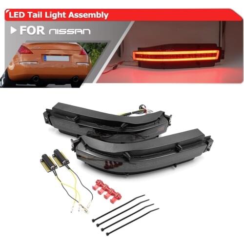 Smoked Lens 3-in-1 Dynamic Turn Signal, Brake, Backup Reverse Lamp Led Tail Light Assembly Kit For Nissan 350Z Z33 2003-2009
