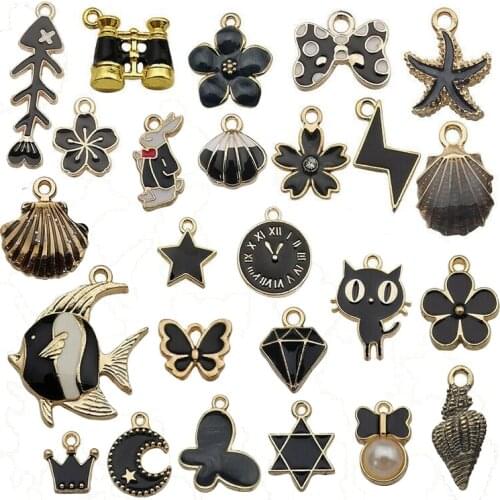 Lots Enamel Charms Alloy Mixed Star Moon Starfish Animal Plant Beads Pendant Charm for Jewelry Making Necklace Bracelet DIY