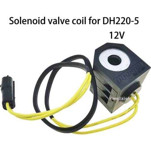 Daewoo excavator parts is suitable for DH150-7/DH225-7/DH220-5 pilot safety lock rotary solenoid valve coil 12V