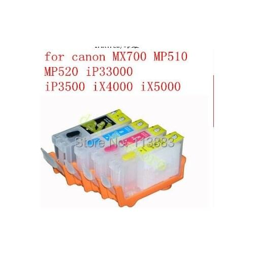 PGI-5BK CLI-8C M Y refillable ink cartridge for canon PIXMA MX700 MP510 MP520 iP3300 iP3500 iX4000 iX5000 4 color with chip