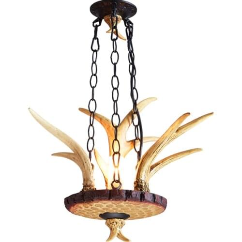 Creative Antler Chandelier Restaurant Hotel Lobby Bar Coffee Shop Hanging Light Retro Foyer Dining Room Garden Pendant Lamp
