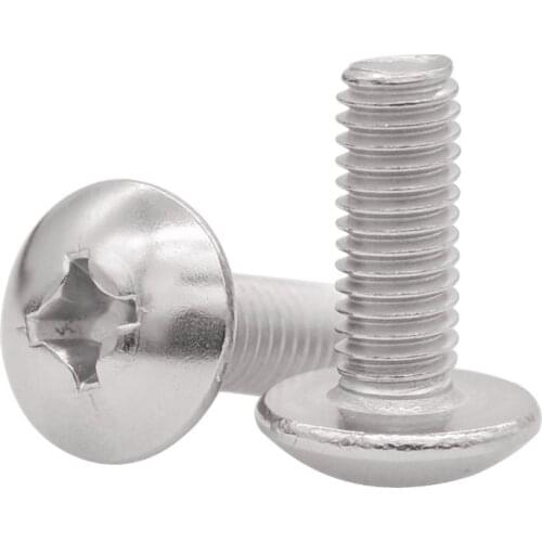 JISB1111T Stainless Steel Phillips Truss Mushroom Head Machine Screws Large Round Cross Bolt M2 M2.5 M3 M4 M5 TM