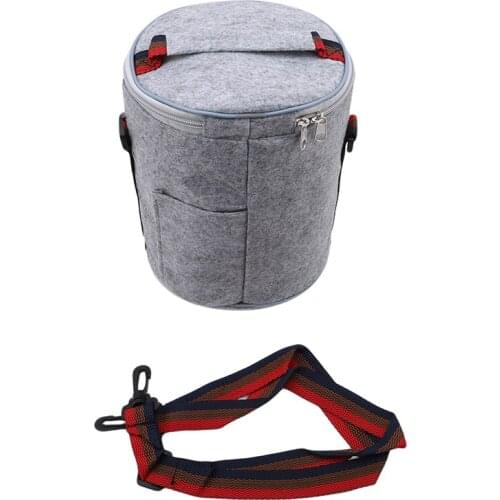 Round Bag Portable Zipper Heat Preservation Box Lunch Bags Simple Design Reusable Picnic Insulated Lunch Bag