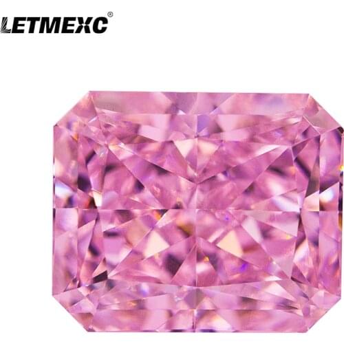 Letmexc Rose Pink High Carbon Diamond Lab Zircon Cubic Zirconia Radiant Octagon Crushed Ice Cut 4K 5A+ Quality