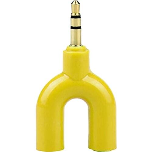 Hot Headphone Audio Splitter U-Shaped 3Pin 3.5mm Jack To2 Dual Adapter for Tablet PC MP3 Phones