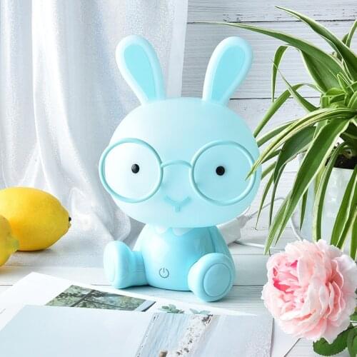 Cute Baby Study Bedroom Lamp Rabbit Night Light Led Night Lamp Christmas Gift Bedside Decor Kids Glasses Rabbits Lights 0-5W