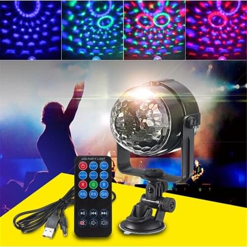 Mini RGB LED Stage Light 3W Remote Controls Light Disco Ball Lights LED Party Lamp Show Stage Lighting Effect USB Powered DV 5V