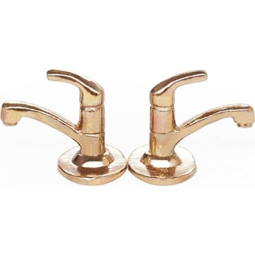 Odoria 1:12 Miniature 2pcs Metal Water Tap Faucet Bathroom Room Home Kitchen Set Dollhouse Accessories Doll House Decoration