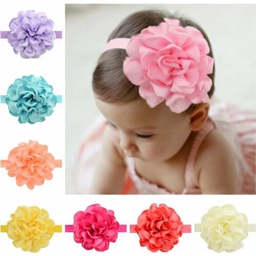 MIXIU 12pcs/set 3.75 Inch Handmade Flower Hairband Elastic Solid Hair Band Kids Baby Headband Hair Accessories