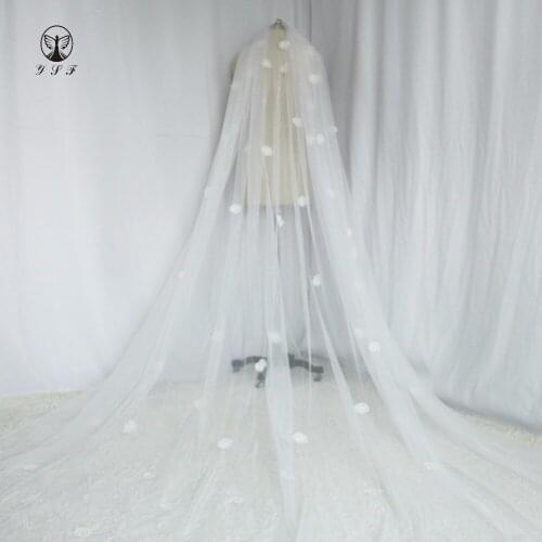 Fashion One Layer 3D Flowers Long One Layer Wedding Veil