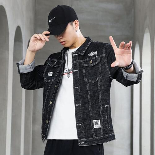 Denim Vintage Jacket Men Casual Tide Mens Clothes Youth Washed Black Blue Coat Spring Autumn Streetwear Mens Jackets And Coats