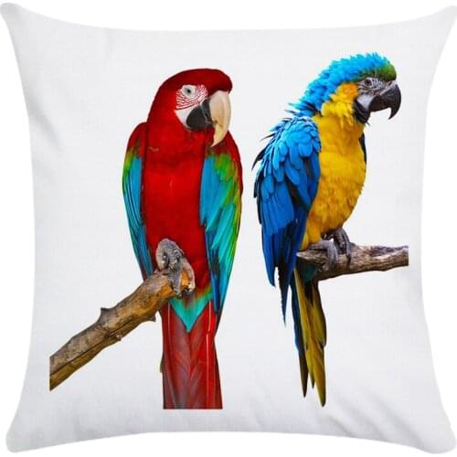 Cushion Cover Colorful Bird Parrot Pattern Printed Soft Short Plus Pillow Case 45x45cm Home Decor