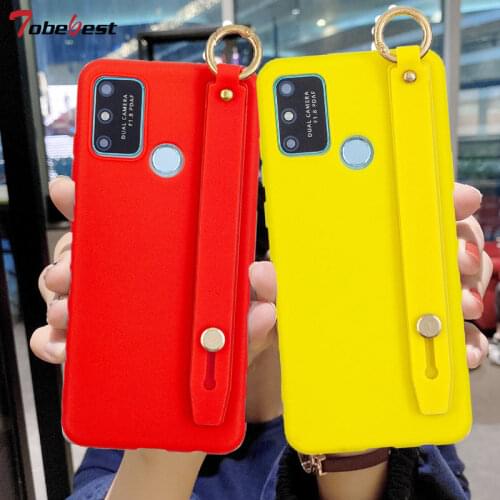 Wrist Strap Hand Band Soft Silicone Case For Huawei P Smart 2021 2020 2019 Z Coque Wristband Bracket Stand phone holder Cover