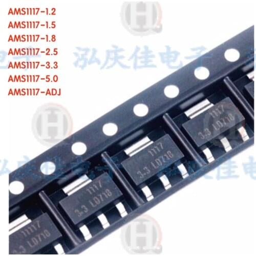 70PCS AMS1117-1.2V/1.5V/1.8V/2.5V/3.3V/5.0V/ADJ 7 values Each 10PCS Voltage Regulator Kit