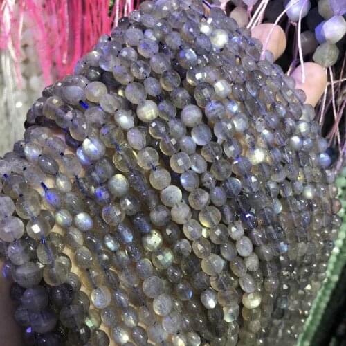 Natural Stone Labradorite Beaded Oblate shape Faceted Loose Spacer Beads For Jewelry Making DIY Necklace Bracelet Accessories