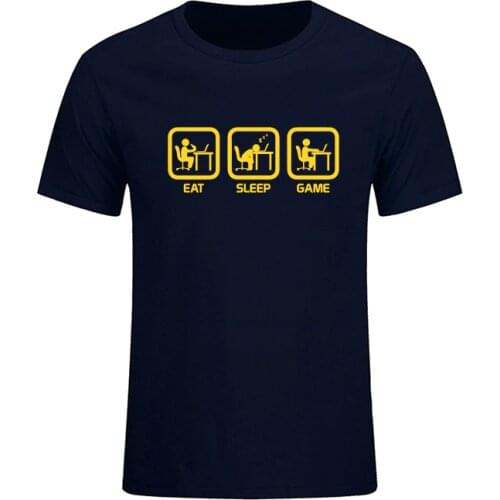 New Fashion Eat Sleep Game Gamer Funny T-shirt Men Humor Casual Printed College Mens Short Sleeve T Shirt Brand Clothing