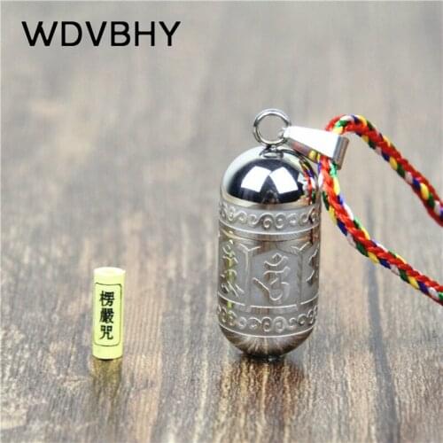 Stainless Steel Om Mani Padme Hum S Pendant Necklace For Women Men Buddhism Party Vintage Mantra Bottle Ash Urn Necklace Jewelry