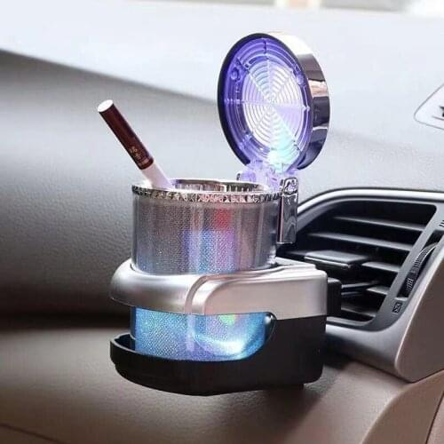 Portable Car Ashtray with LED Light Cigarette Cigar Ashtray PBT High Flame Retardant Material Ash Container Smoke Cup Holder