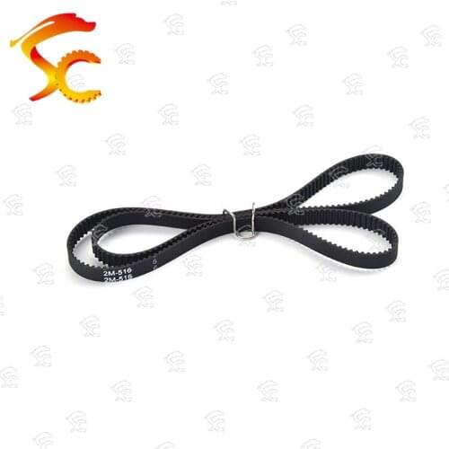 2pcs 2GT-516-6/10mm belt closed loop rubber 2GT-516-6/10mm timing belt Teeth 258 Length 516mm width 10/6mm for 3D printer