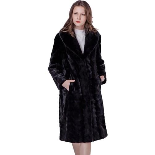 Luxury Genuine Mink Fur Coat Jacket Autumn Winter Genuine Women Fur Outerwear Plus Size 3XL LF9072