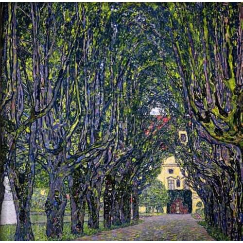 TREE LINED ROAD LEADING TO THE MANOR HOUSE AT KAMMER UPPER AUSTRIA Gustav Klimt oil painting Reproduction High quality handmade