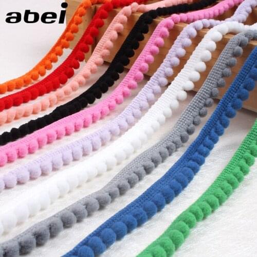 12mm Pom pom Lace Trims 5Yards Knitted pom pom fringe Ribbon DIY Sewing Material Wedding Party Craft Decors Clothing Accessories