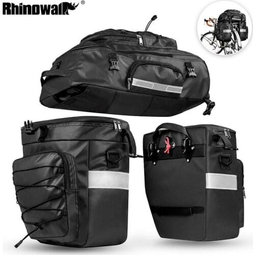 Rhinowalk Mountain Road Bike Bag 3 In 1 Trunk Bags Cycling Double Side Rear Rack Tail Seat Pannier Pack Luggage Carrier 65/70L