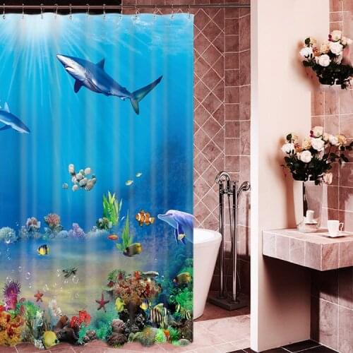1800x1800mm Customized underwater world fish bathroom shower curtain waterproof thickening mildew bathroom curtain partition