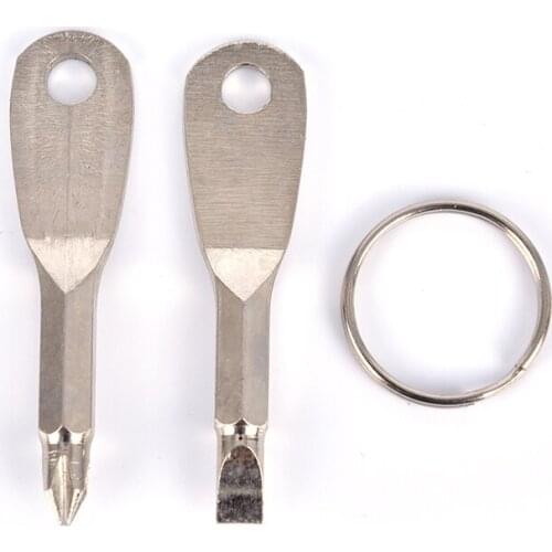 1 Set Mini Stainless Steel EDC Multifunction Screwdriver Key Shape Slotted Screwdrivers Keychain Pocket Repair Tools