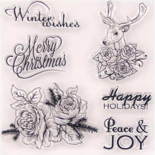 1pc Rose Deer Transparent Clear Silicone Stamp Seal DIY Scrapbook Rubber Stamping Coloring Embossing Diary Decoration Reusable