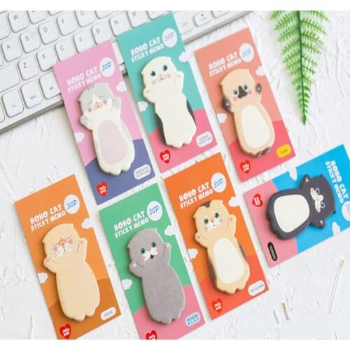 1 Pack of Cute Cat Series Sticky Notes Student Message Stickers N-time Notepad Message Memo Sticky Notes Student Note Paper
