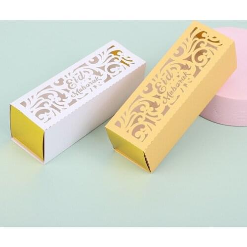 10pcs Eid Mubarak Chocolate Candy Box Ramadan Kareem Favor Gift Box DIY Islamic Muslim Festival Happy Al-Fitr Eid Party Supplies