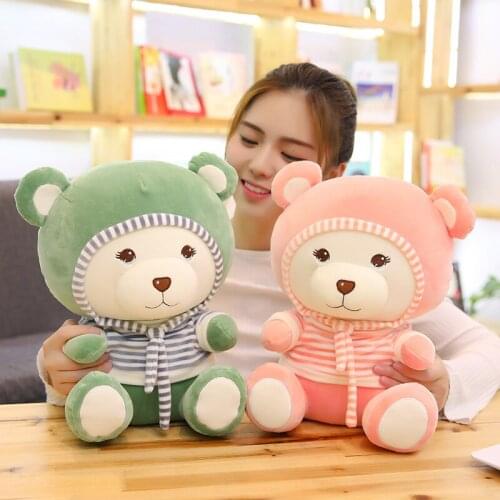 2018 Wear a hat and scarf pink green Plush baby bear Doll&Stuffed Toy Birthboy Gift for girls or boys 38cm