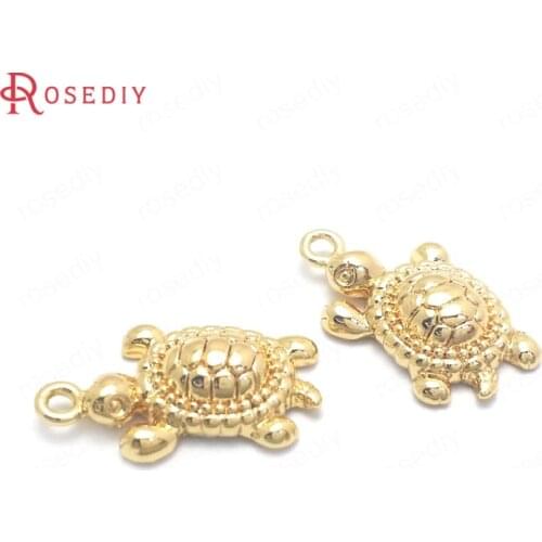 37182)10PCS 15x9MM 24K Gold Color Brass Tortoise Charms Pendants High Quality Jewelry Making Supplies Diy Findings Accessories