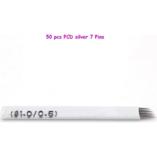 50PCS/Lot PCD 7 Pin Permanent Makeup Eyebrow Tatoo Blade Microblading Needles for Manual Tattoo Pen Machine
