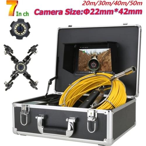 7inch Screen Pipe Inspection Video Camera 22MM 1000TVL DVR HD Drain Sewer Pipeline Industrial Endoscope System with 12PCS LED
