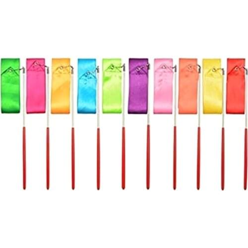 D7YD Rhythmic Gymnastics Ribbon Dance Bands Streamer 10 pcs 2 Metres Ribbons for Children Artistic Dancing